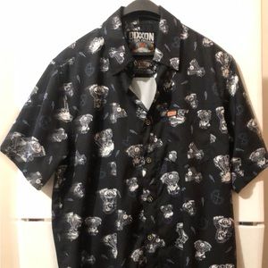 Dixxon Flannel Moco Harley Davidson Med. Bamboo Short Sleeve  Party Shirt